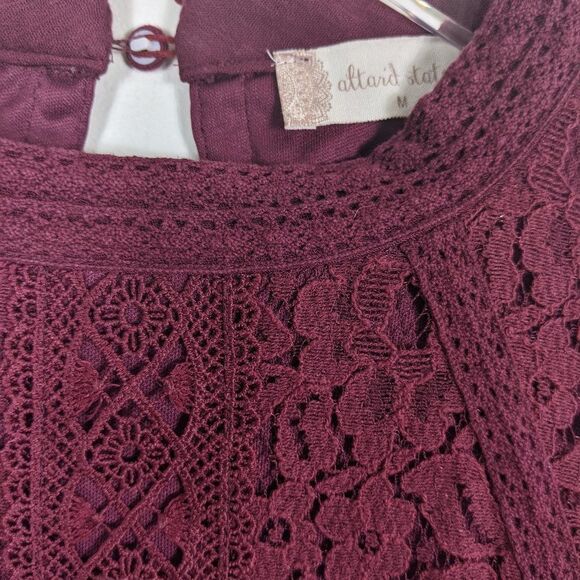 Altar'd State Maroon Lace Mini Dress Women's Medium - Picture 7 of 12